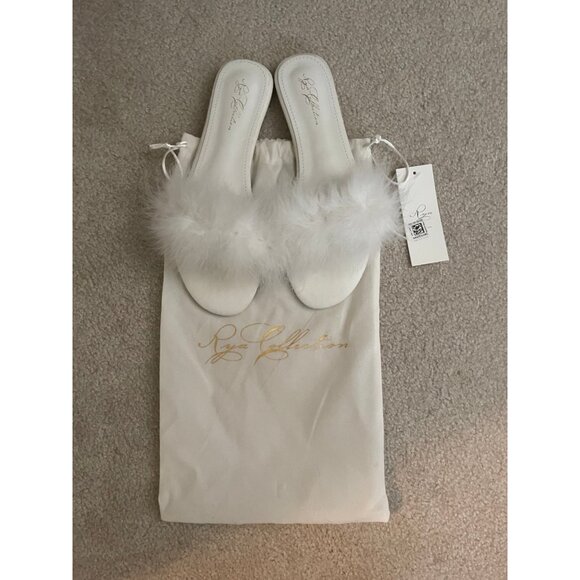 Rya Collection - Bloomingdale's Shoes - Rya Collection White Bridal Feather Slides